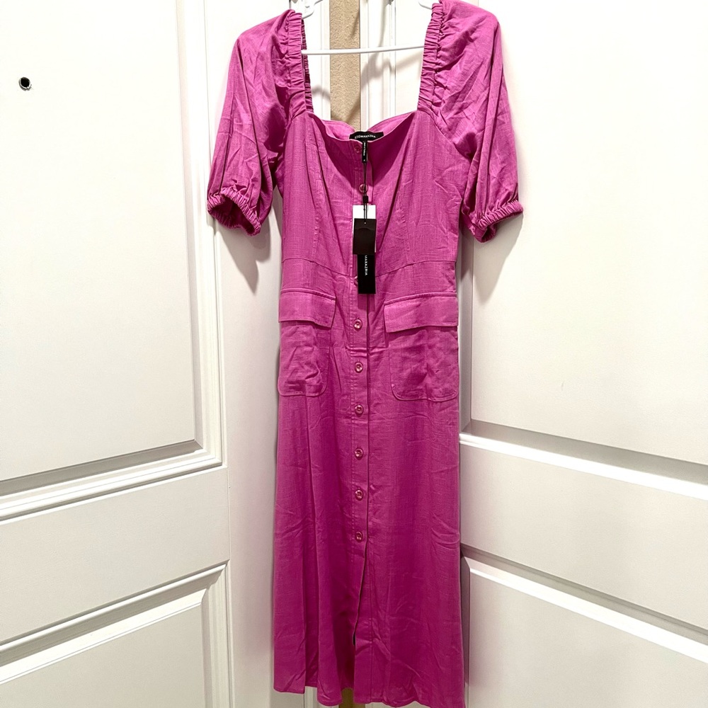 Bcbgmaxazaria Button A-Line Midi Dress, Color Bodacious (Purple/Pink) Size 4